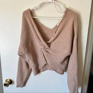 Off shoulder cropped sweater